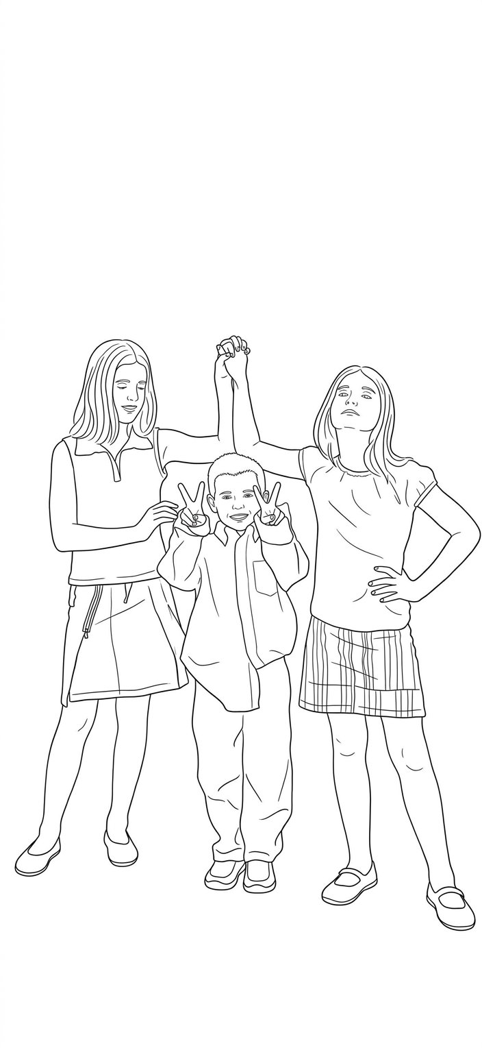 Illustration representing Kaz's three children, the inspiration behind the Three Wishes name